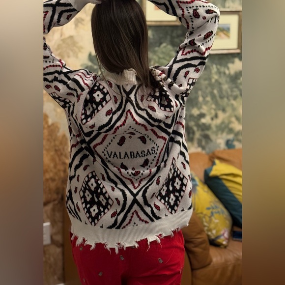 Valabasas Women's Frayed Cardigan - Black and White, small - Picture 5 of 8